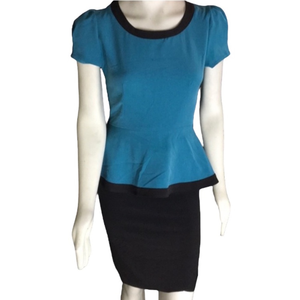 Elegant Blue and Black Midi Dress